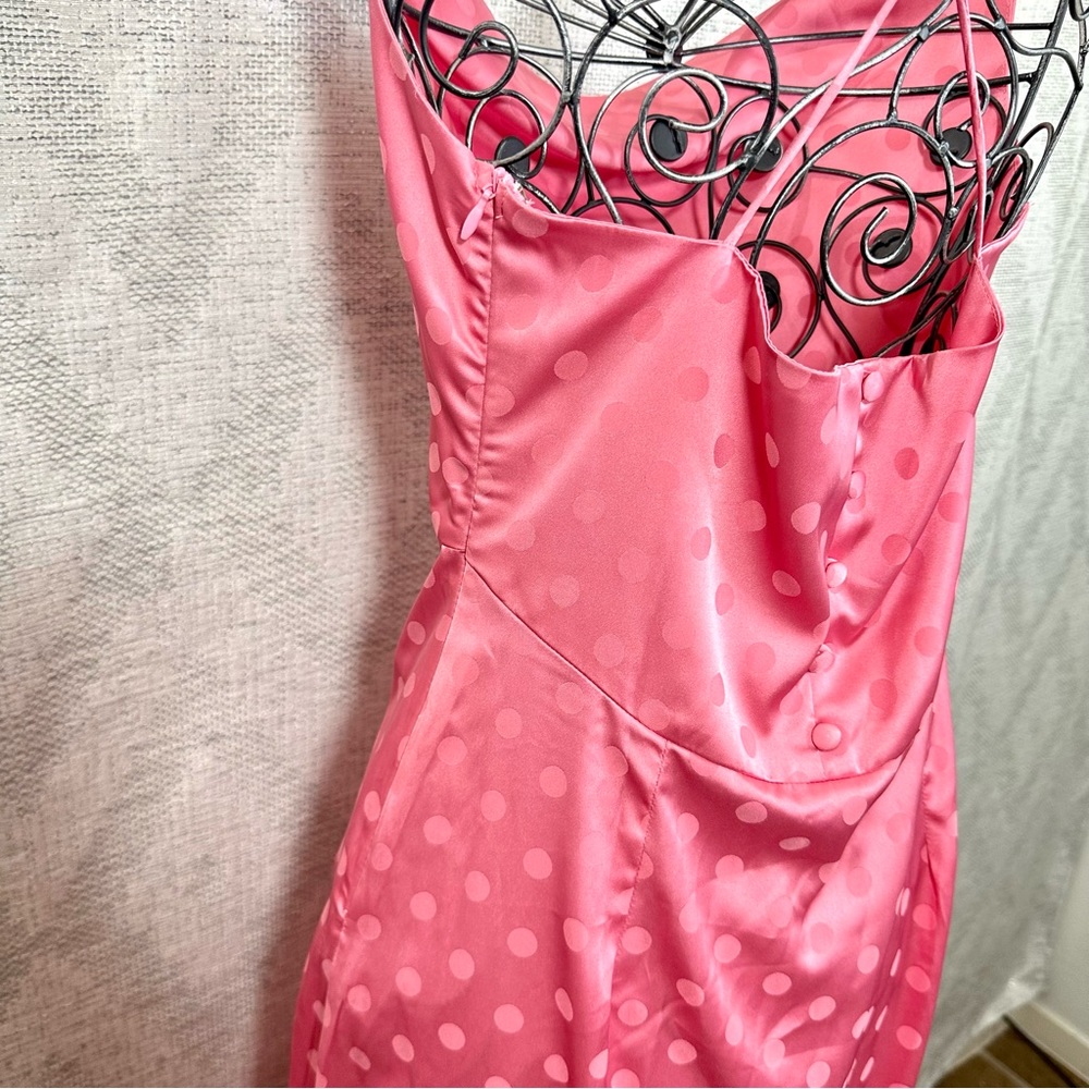 Vici pink polka dot cowl neck silky midi dress size S - Picture 11 of 12
